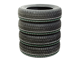 Stack of newly manufactured tyres