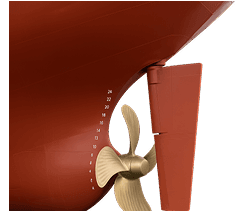 Ship hull and propeller