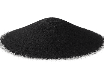 A mound of ultra-fine micronized rubber powder milled from recycled truck and bus tyre tread