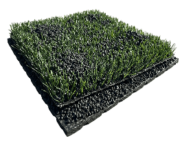 Artificial turf with rubber granulate infill